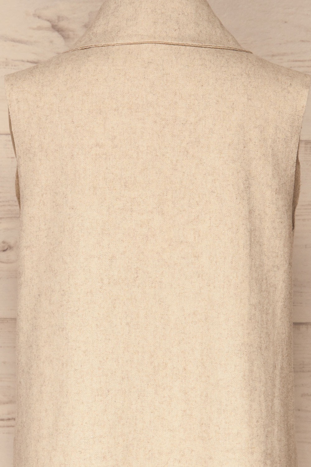 Worthing Beige Sleeveless Long Cardigan | La Petite Garçonne back close up