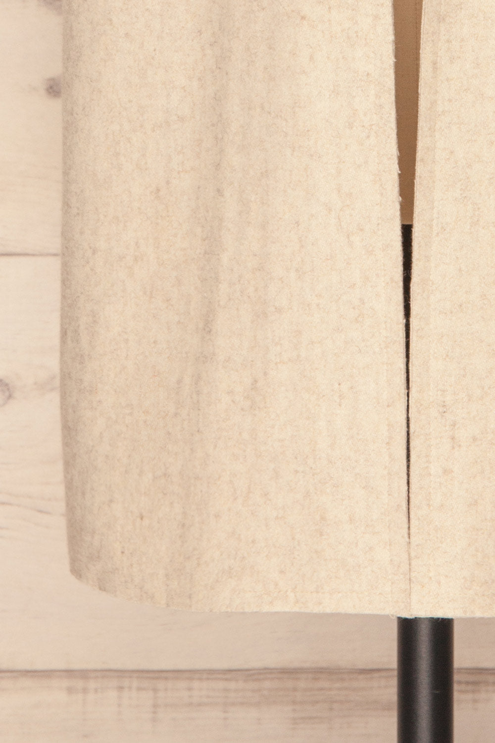 Worthing Beige Sleeveless Long Cardigan | La Petite Garçonne bottom close up