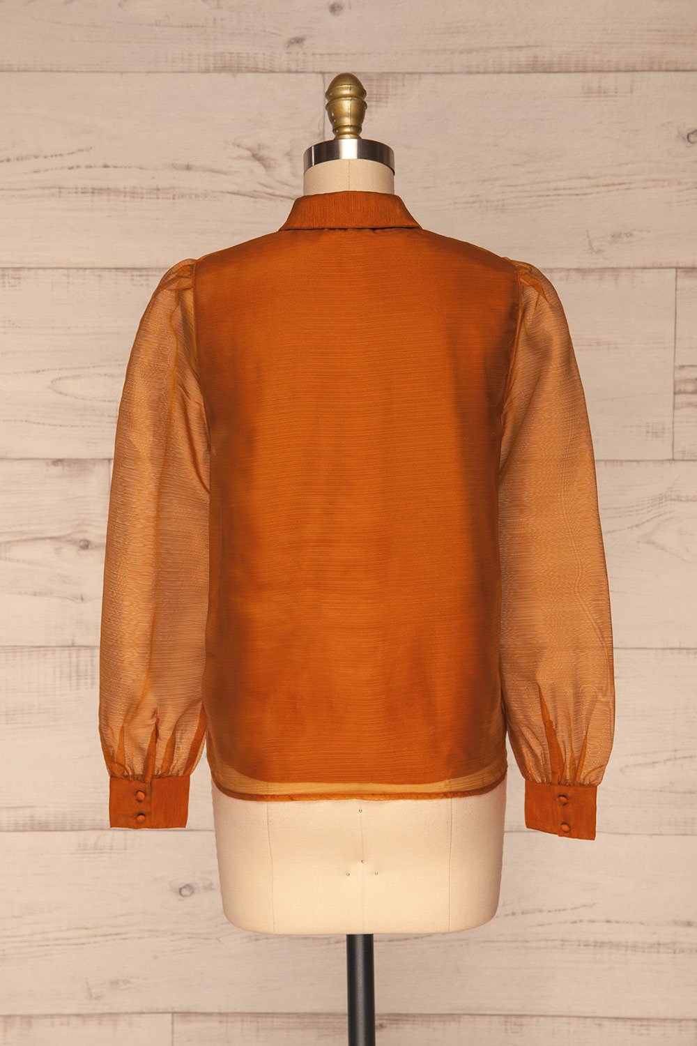 Xandra Orange Iridescent Tulle Shirt w/ Bow back view | La petite garçonne