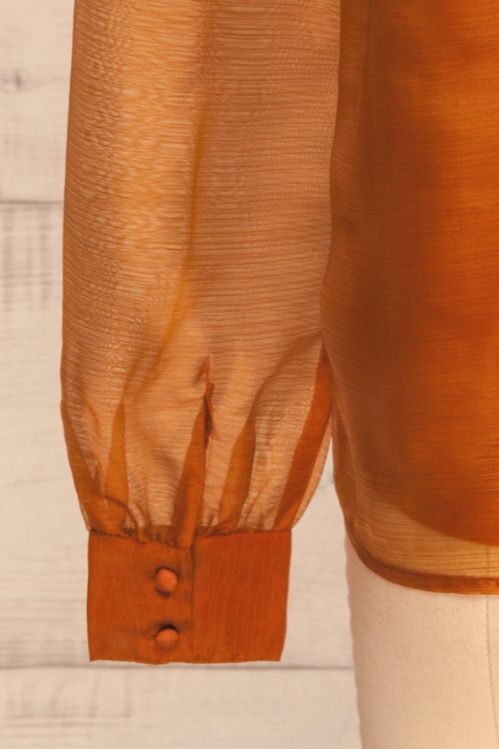 Xandra Orange Iridescent Tulle Shirt w/ Bow sleeves | La petite garçonne