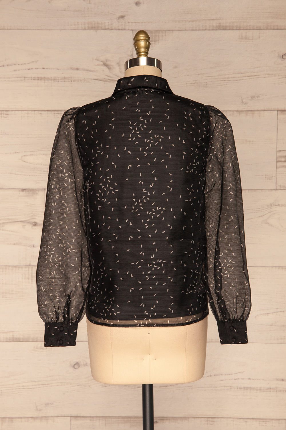 Xandra Print Black Tulle Shirt w/ Bow back view | La petite garçonne