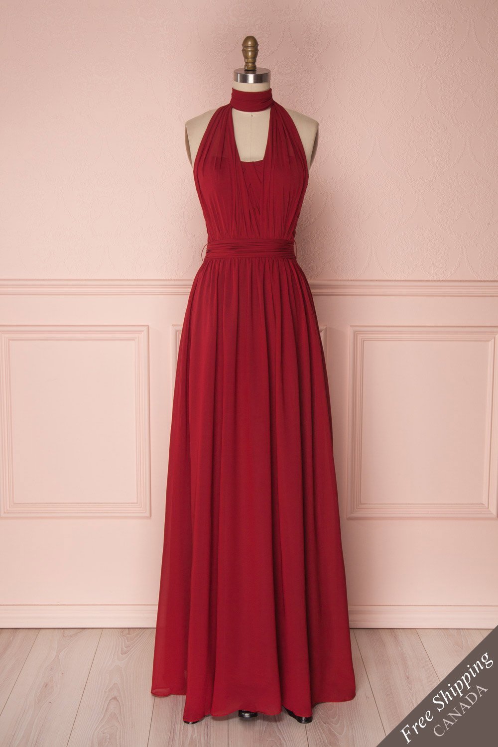 Yanelis Burgundy Draped Chiffon Empire Gown | Boudoir 1861