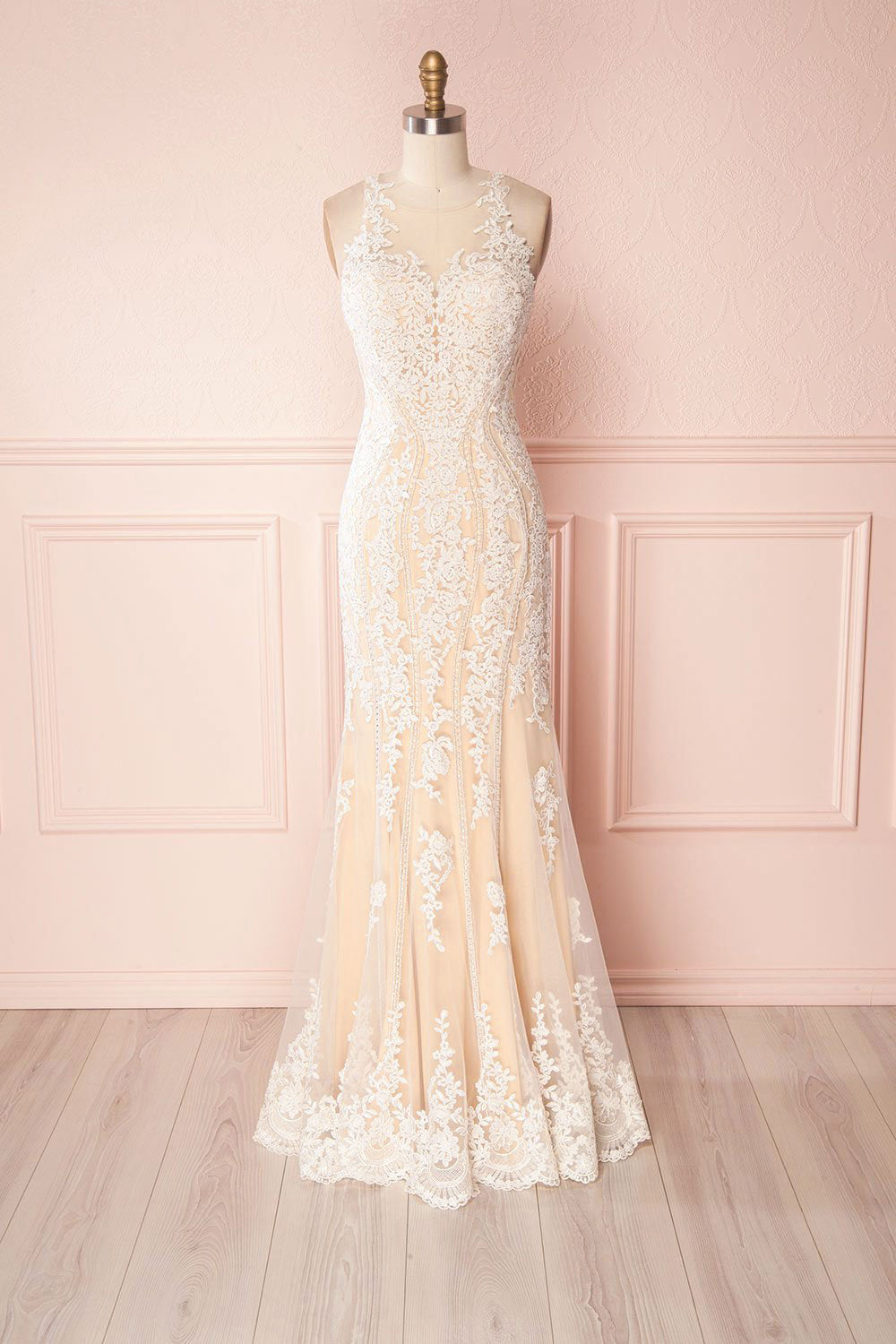 Yebin Beige Embroidery & Beads Bridal Dress | Boutique 1861