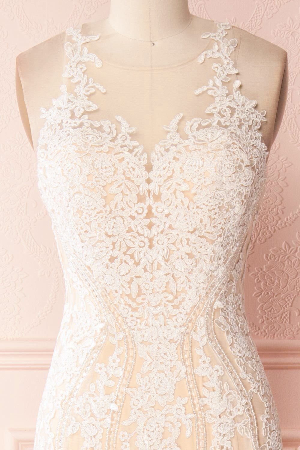 Yebin Beige Embroidery & Beads Bridal Dress | Boutique 1861