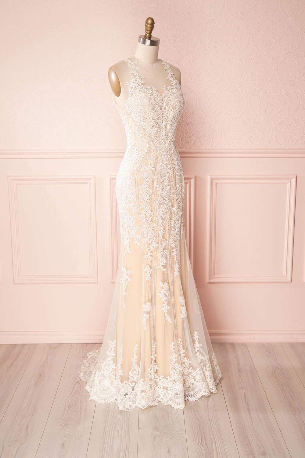 Yebin Beige Embroidery & Beads Bridal Dress | Boutique 1861