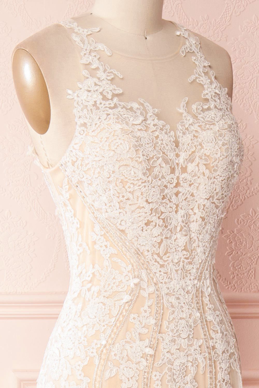 Yebin Beige Embroidery & Beads Bridal Dress | Boutique 1861