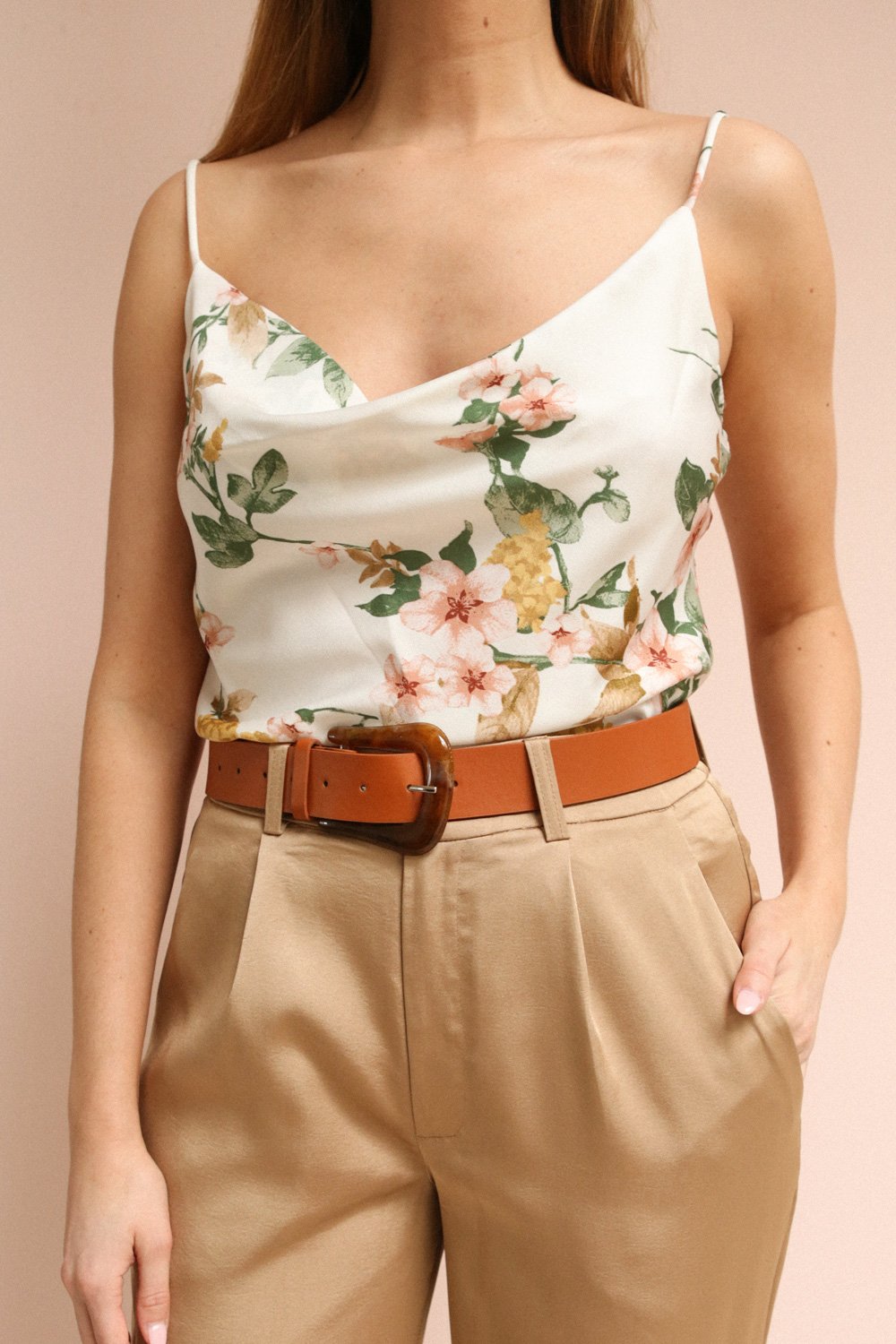 Yekaterina White Floral Tank Top | La petite garçonne on model