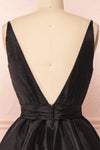 Yelena Black Plunging Neckline Short Dress | Boutique 1861 back close-up