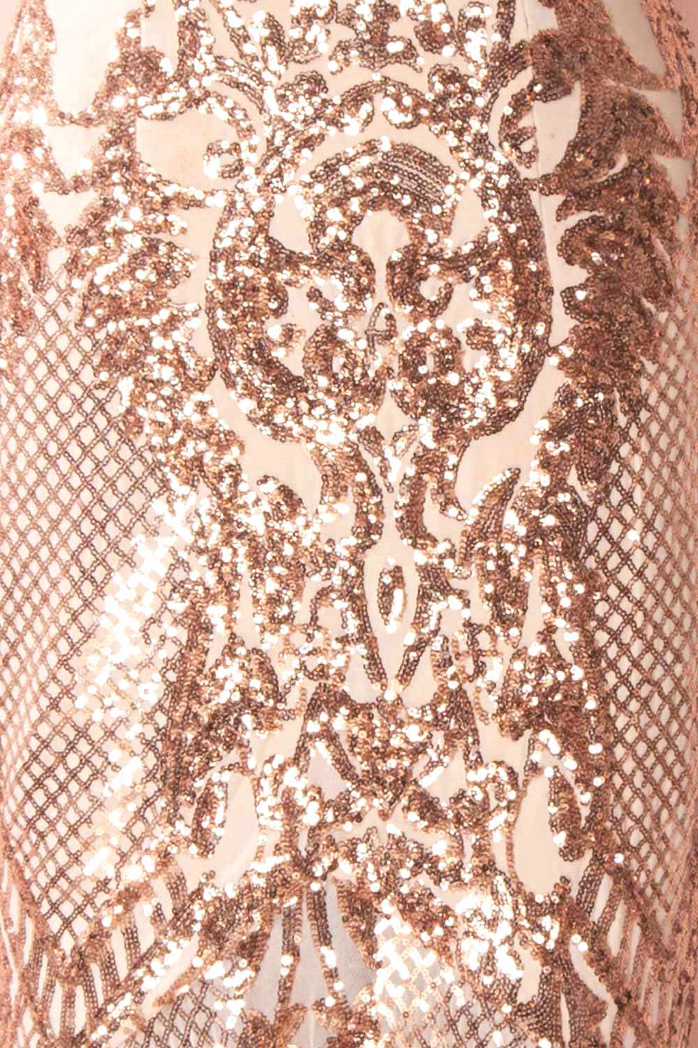 Yellena Rose Gold Off Shoulder Gown with Sequins | Boutique 1861