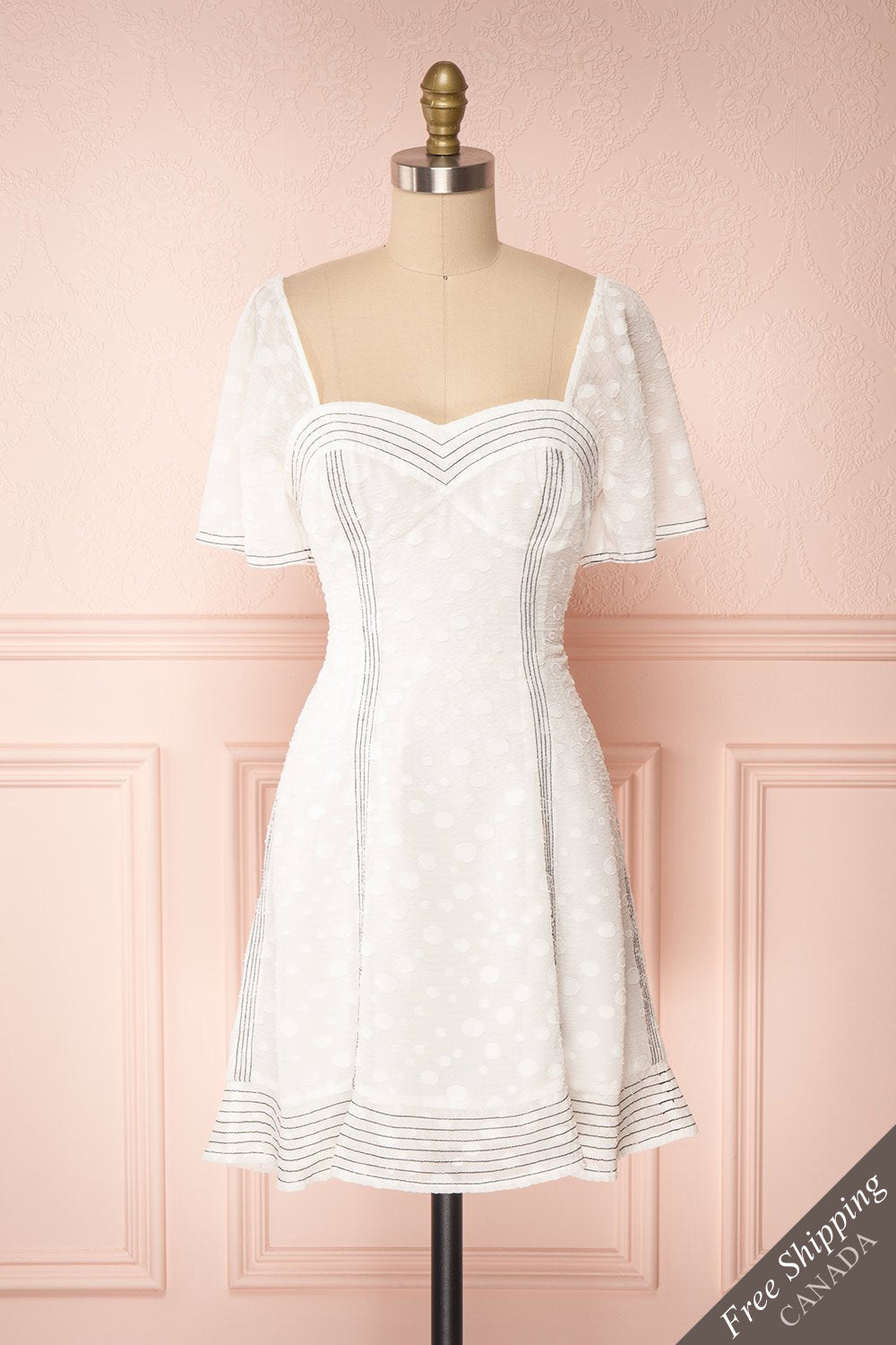 Ysoldine White Flared Cocktail Dress | Boutique 1861