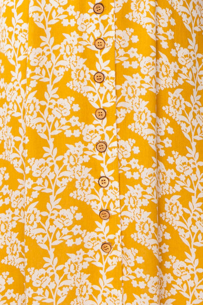 Yavanna Yellow & White Buttoned Midi Dress | Boutique 1861 fabric