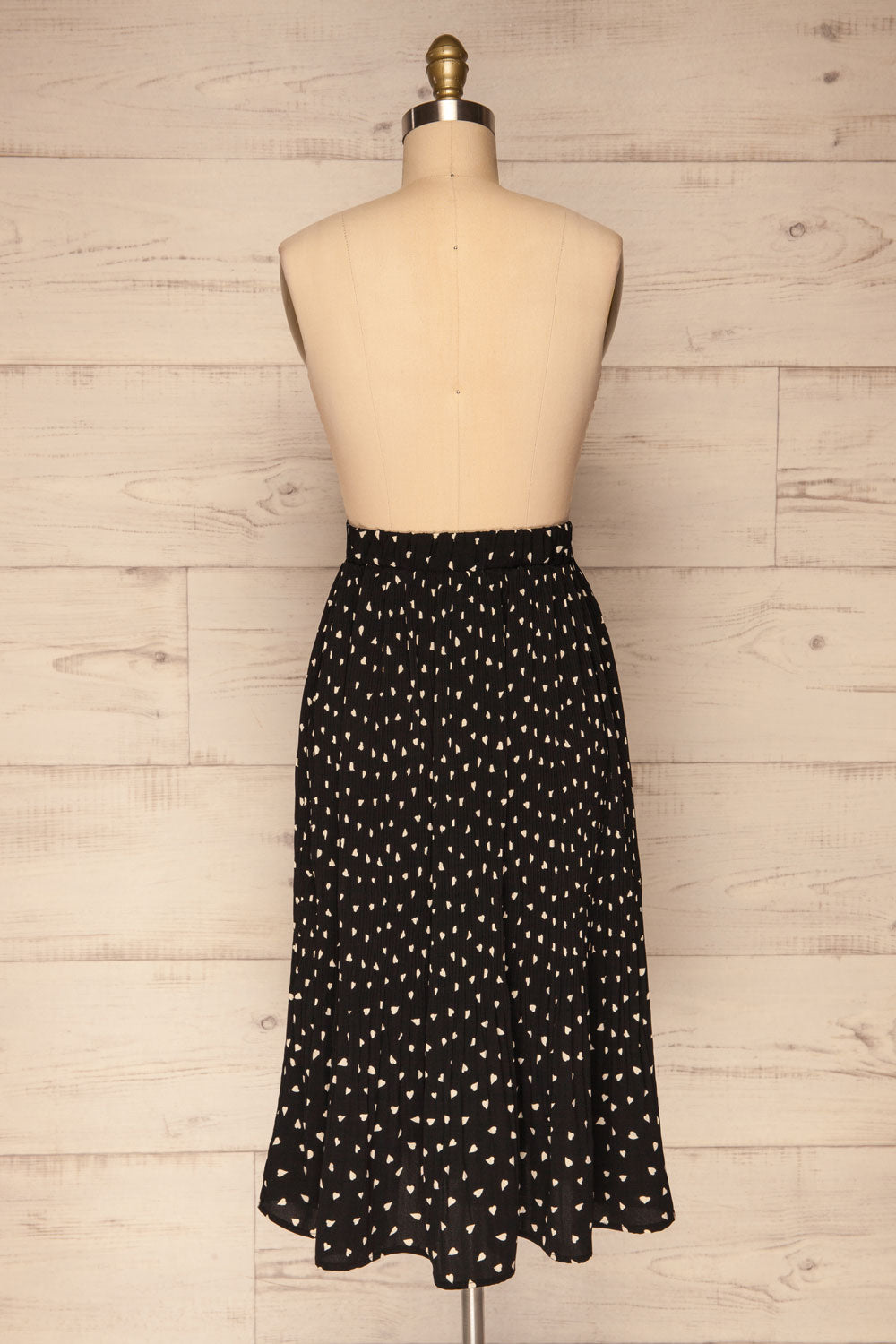 Yveline Black Pleated Midi Skirt | La petite garçonne back view