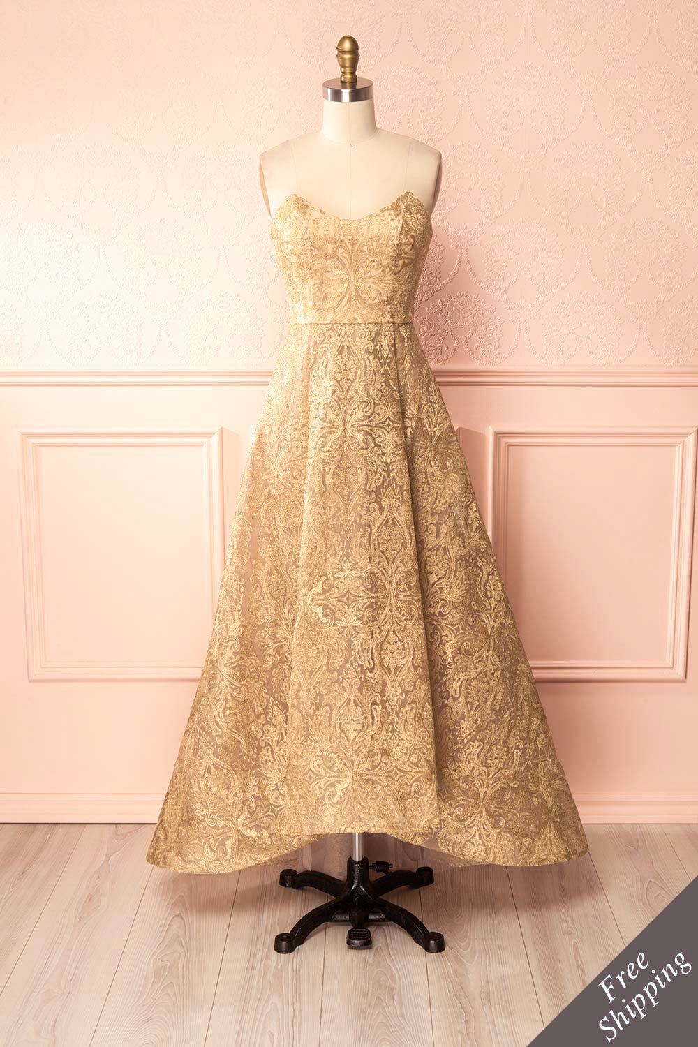 Zélie Or - Gold Embroidered Tulle Dress | Boutique 1861