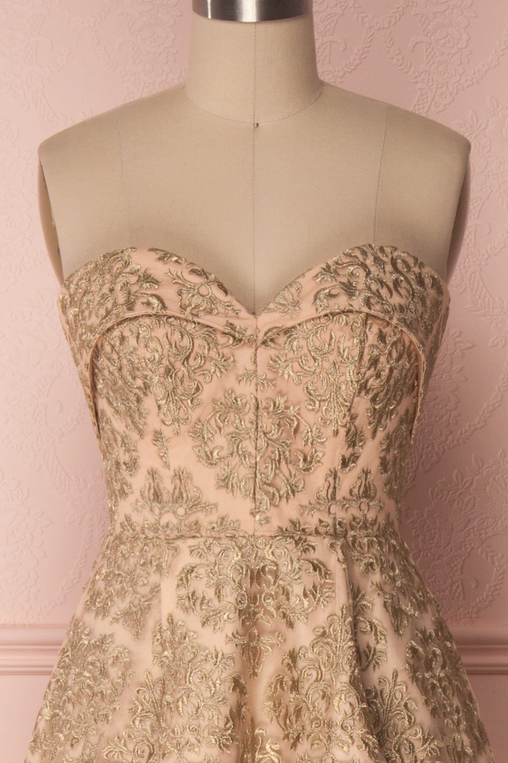 Ziya Gold | Embroidered Bustier Dress