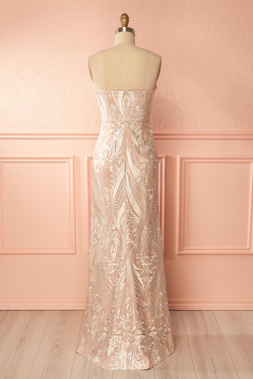 Zohra Beige Embroidered Bustier Mermaid Gown | Boudoir 1861
