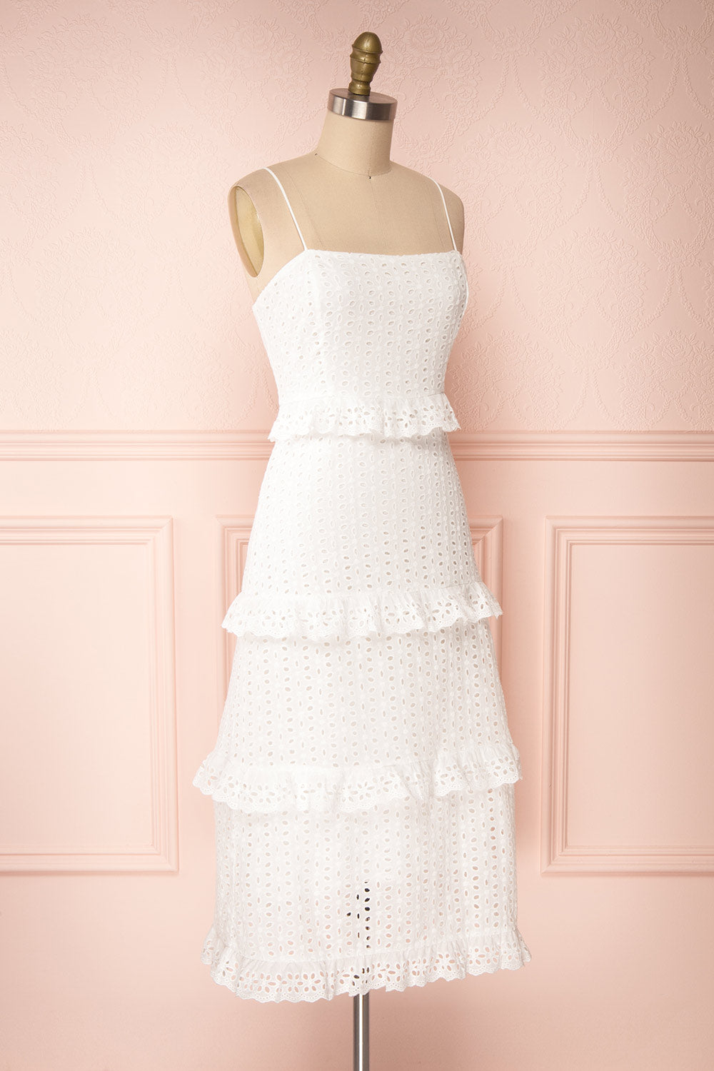 Zorita White Midi Summer Dress | Robe d'Été | Boutique 1861 side view