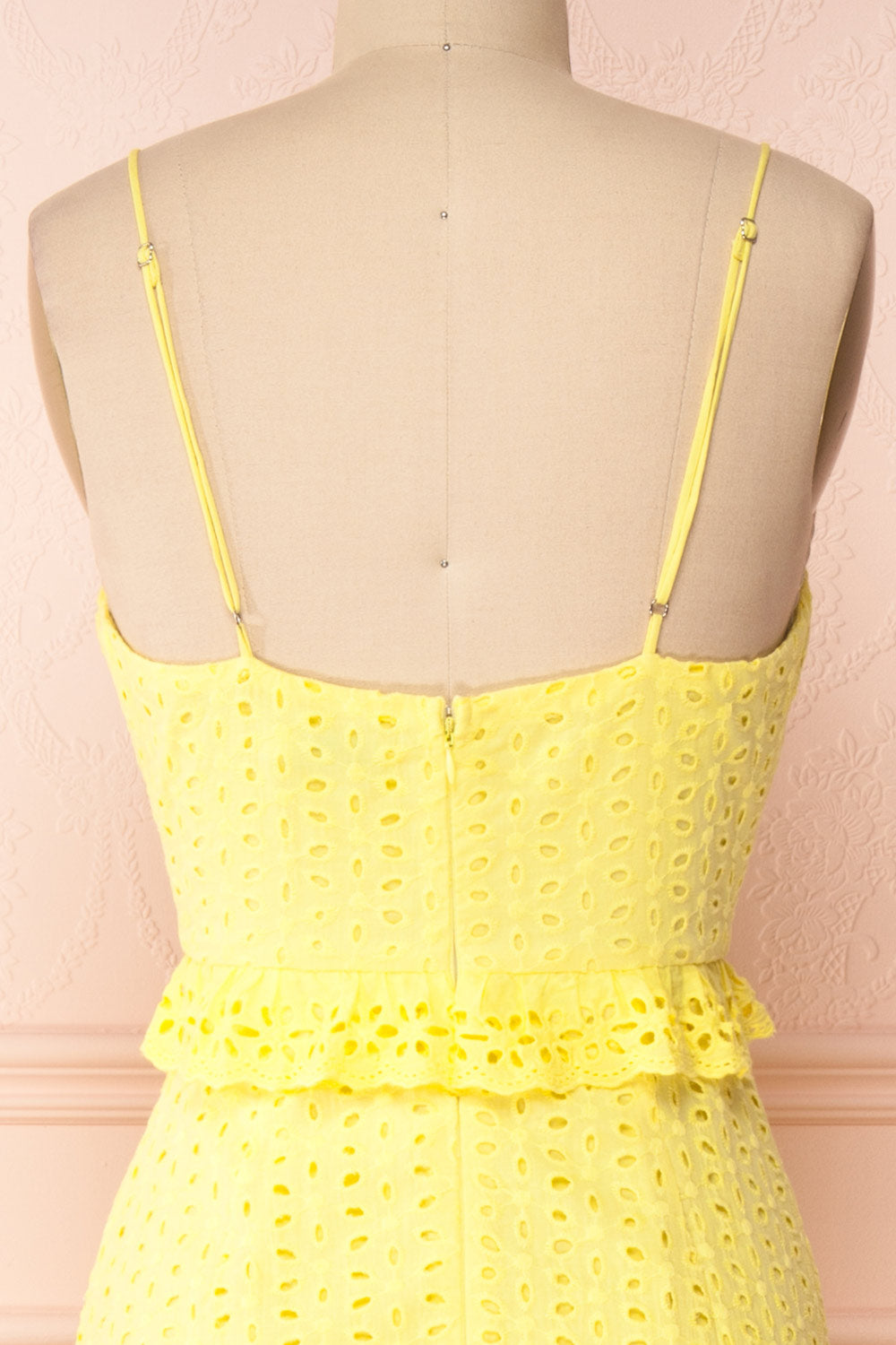 Zorita Yellow Midi Summer Dress | Boutique 1861 back close-up