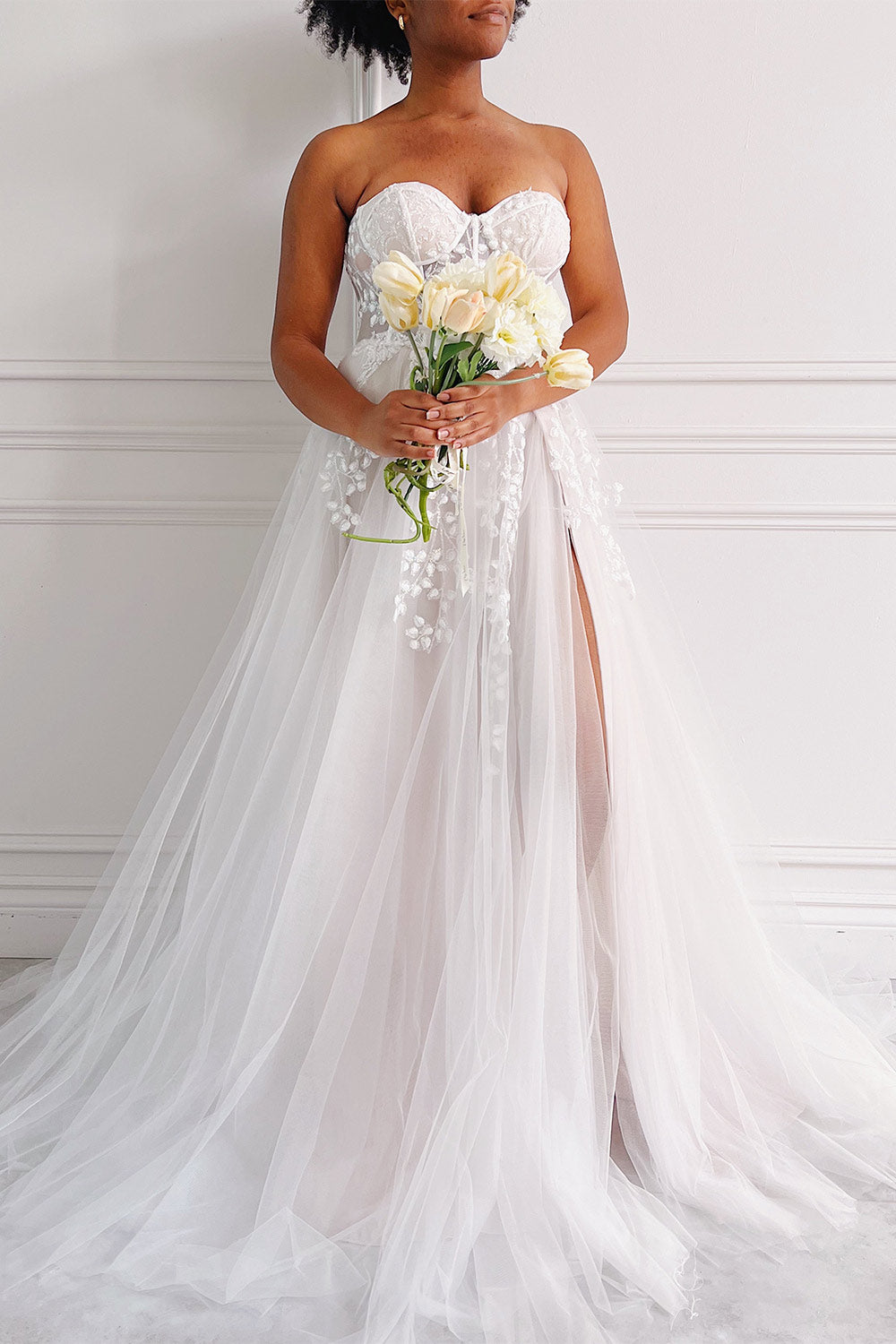 Adrasthee Bustier Tulle Wedding Dress w/ Slit | Boudoir 1861