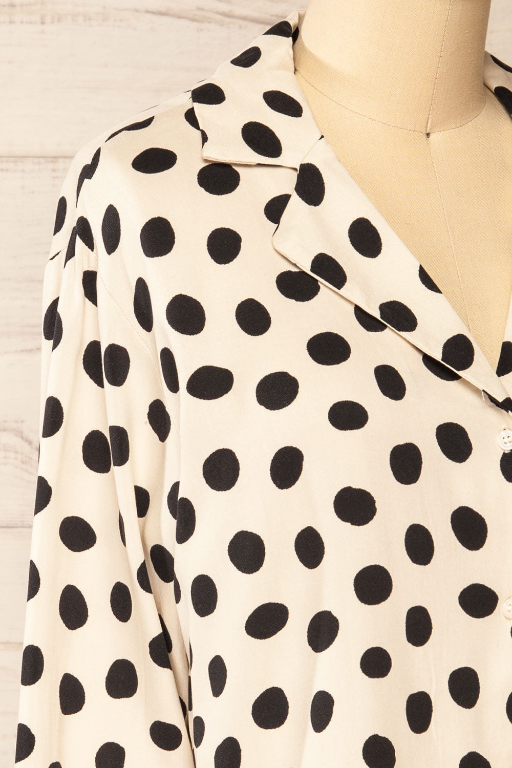Aalborg Long Sleeve Blouse w/ Polka Dots | La petite garçonne side close-up