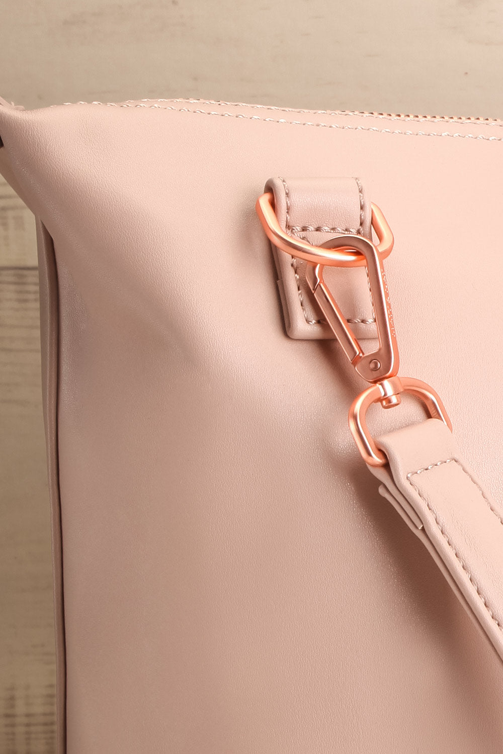 Abbilo Taupe Vegan Weekender Tote Bag side close-up | La Petite Garçonne