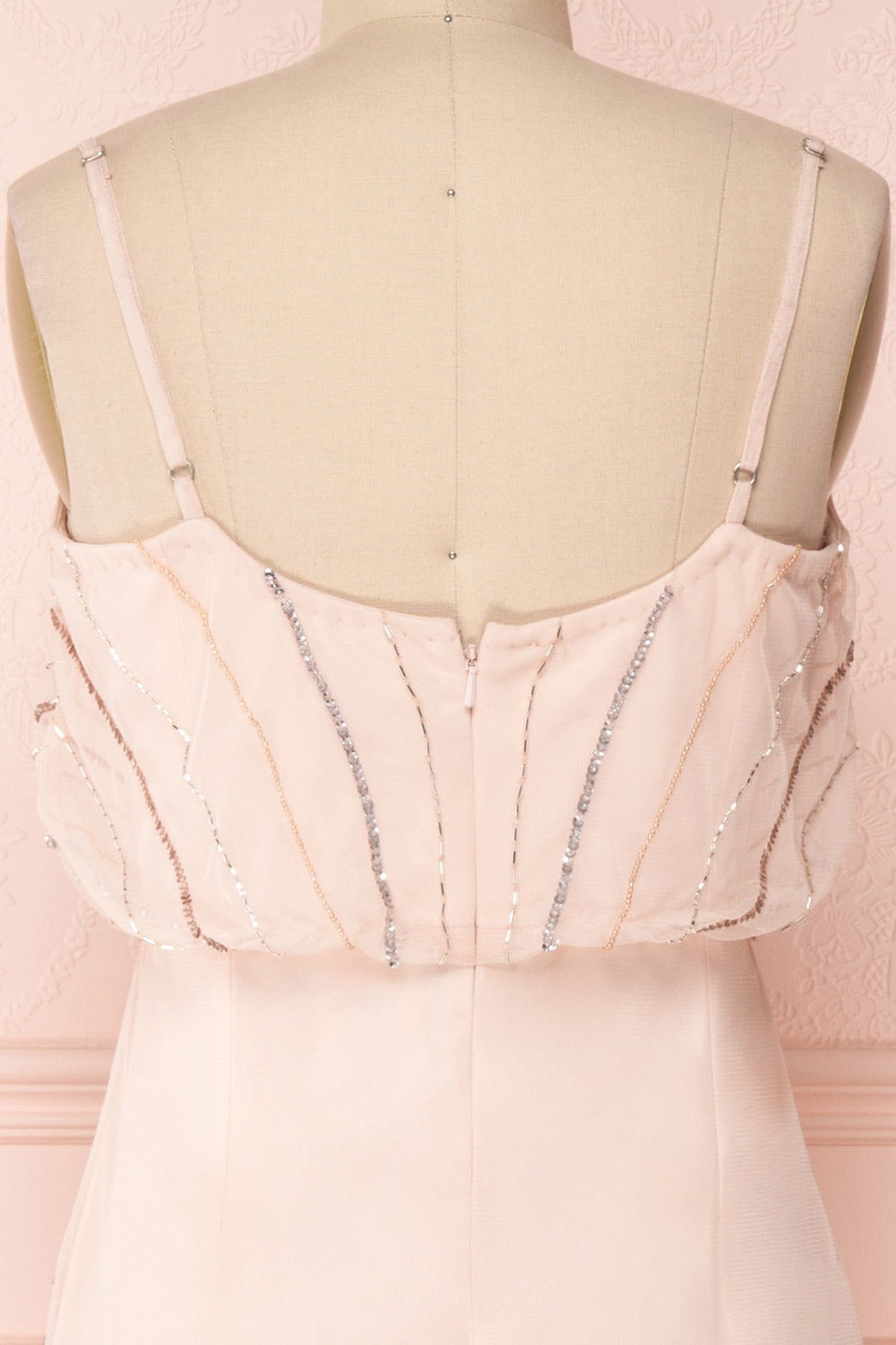 Abigaelle Pink Fitted Cocktail Dress w/ Beads Pattern | Boutique 1861 7