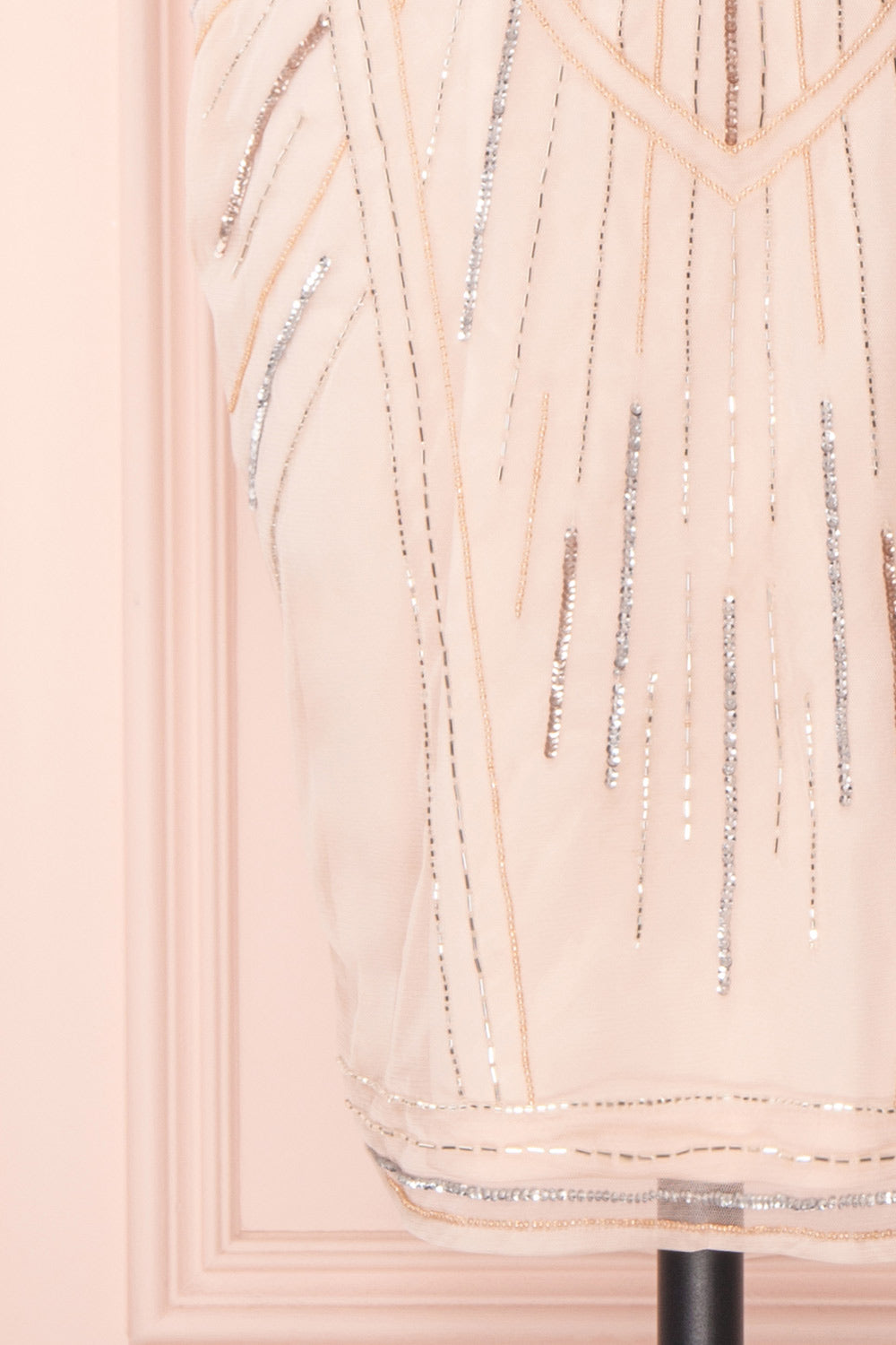 Abigaelle Pink Fitted Cocktail Dress w/ Beads Pattern | Boutique 1861 8