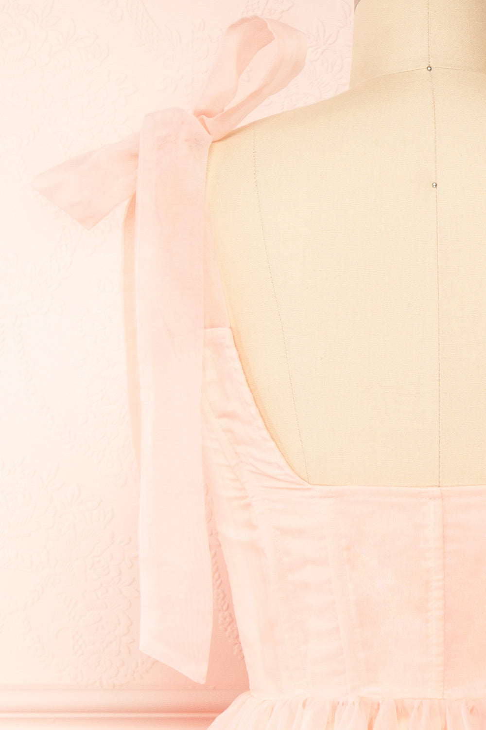 Abigail Three-Tiered Pink Midi Dress | Boutique 1861 back close-up