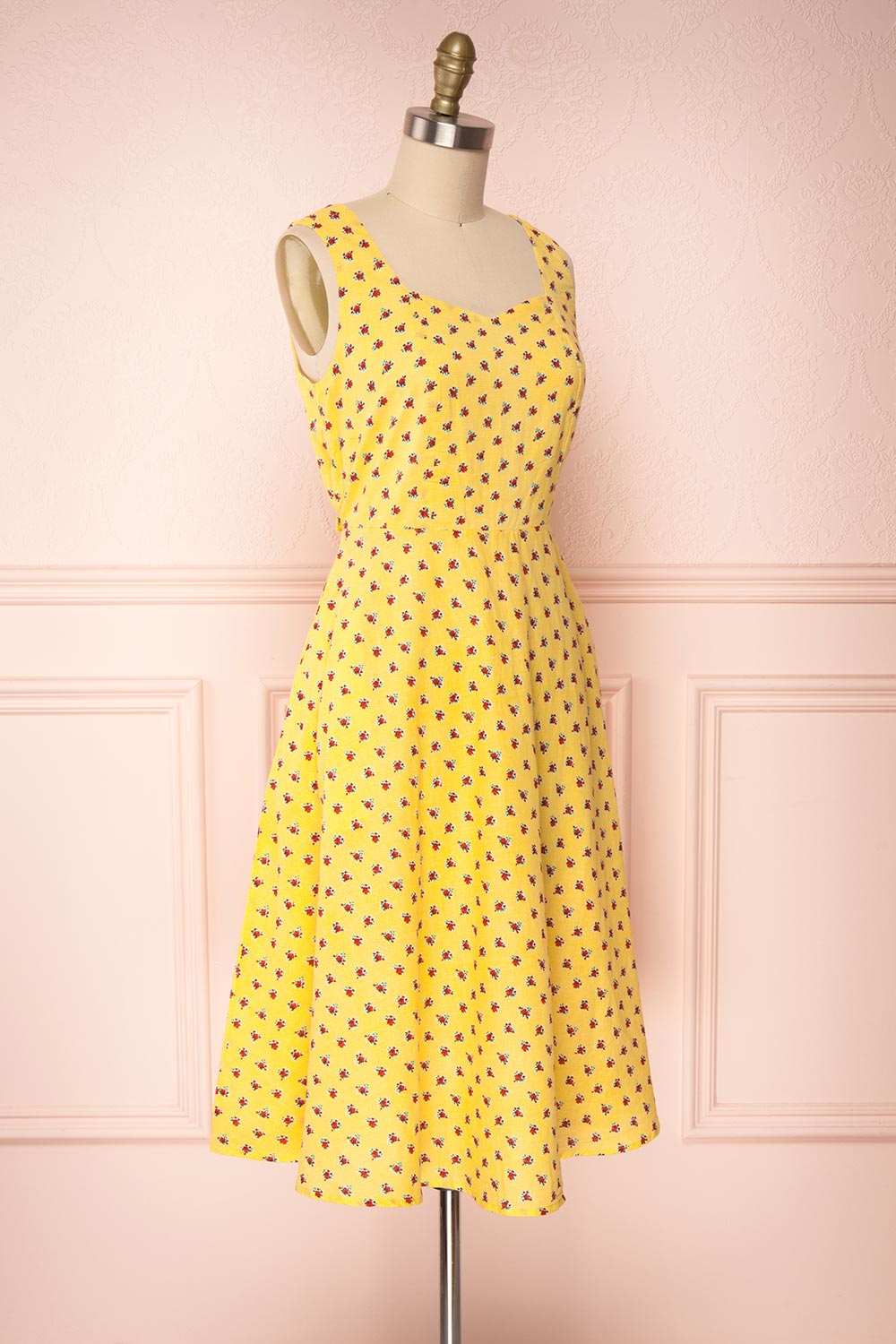 Abiko Yellow Floral A-Line Summer Dress | Boutique 1861 3