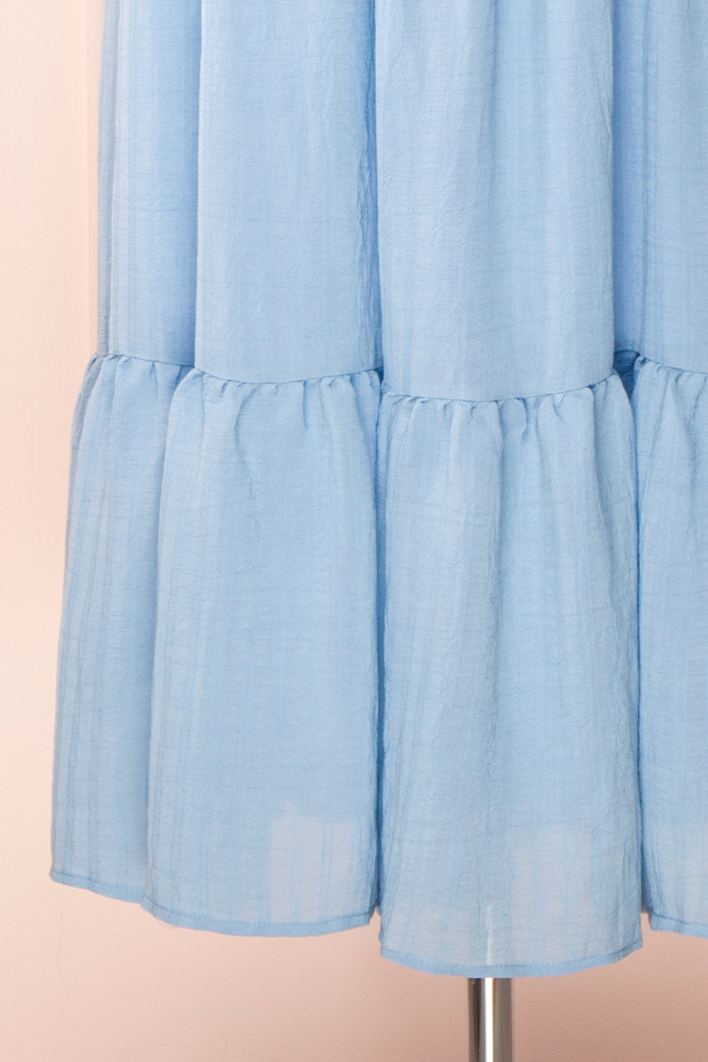 Abra Blue Tiered Midi Dress w/ Puffy Sleeves | Boutique 1861 bottom