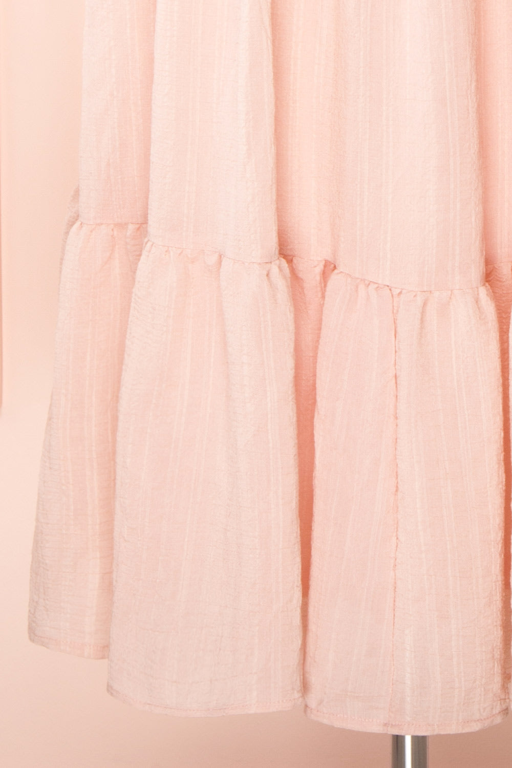 Abra PInk Tiered Midi Dress w/ Puffy Sleeves | Boutique 1861 bottom 