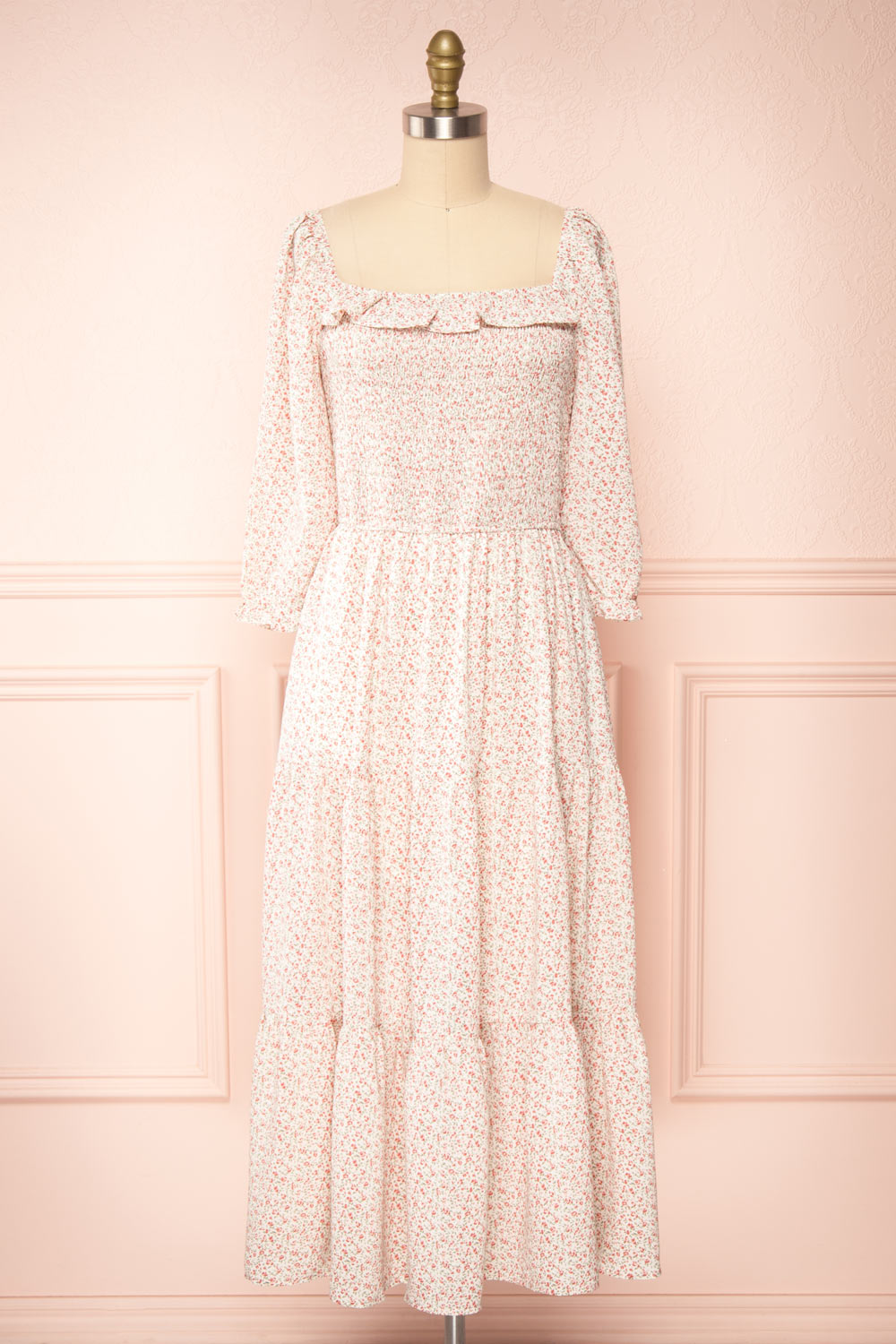 Adaline Square Neck Floral Midi Dress | Boutique 1861 front view