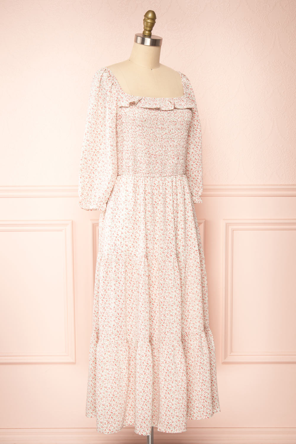 Adaline Square Neck Floral Midi Dress | Boutique 1861side view