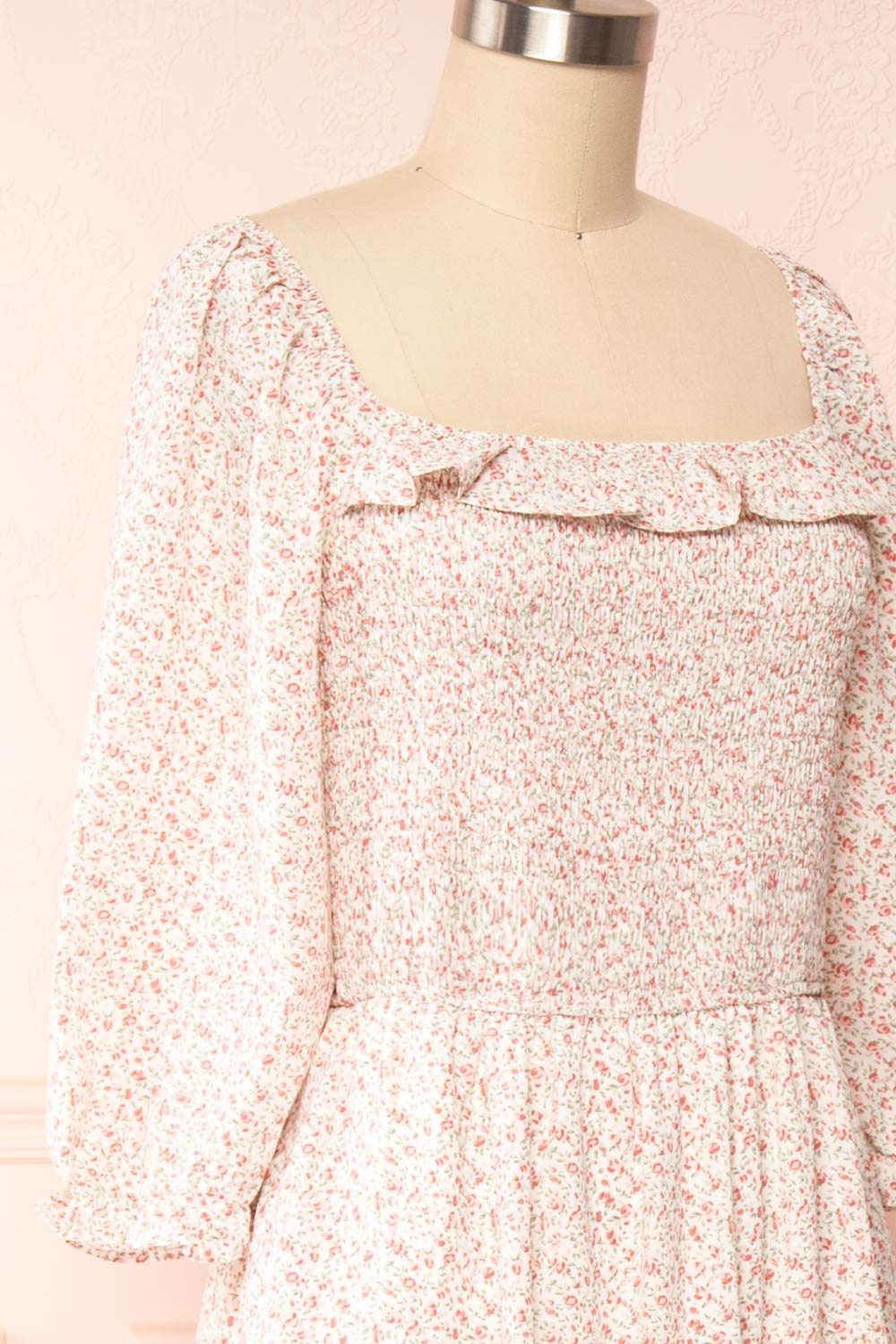 Adaline Square Neck Floral Midi Dress | Boutique 1861 side close up