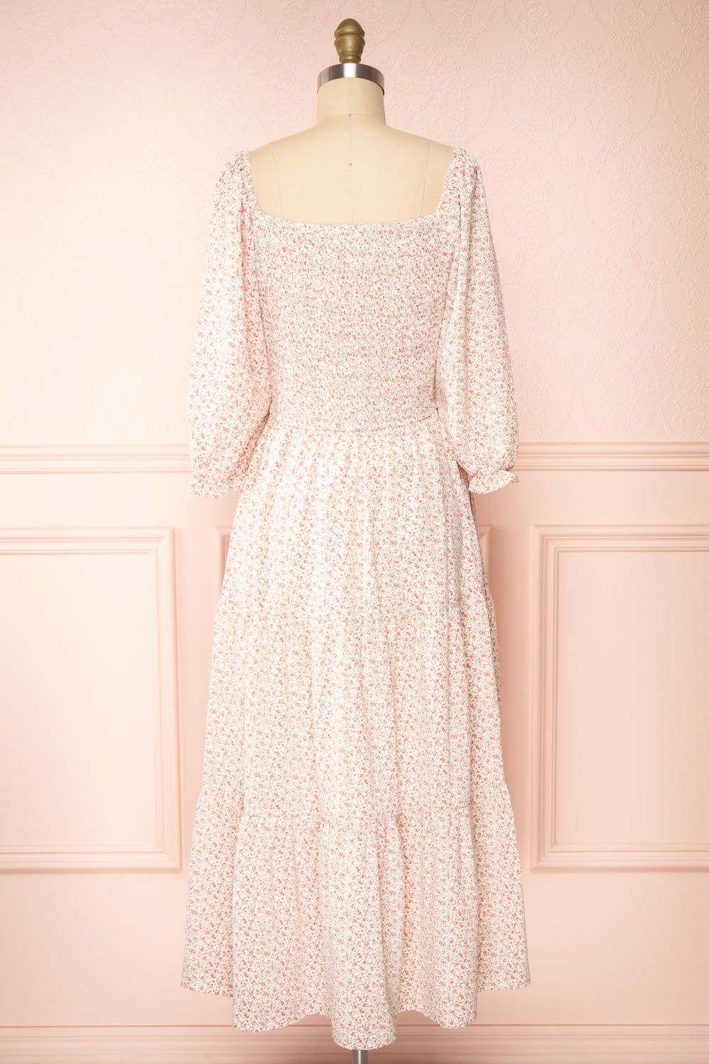 Adaline Square Neck Floral Midi Dress | Boutique 1861 back view