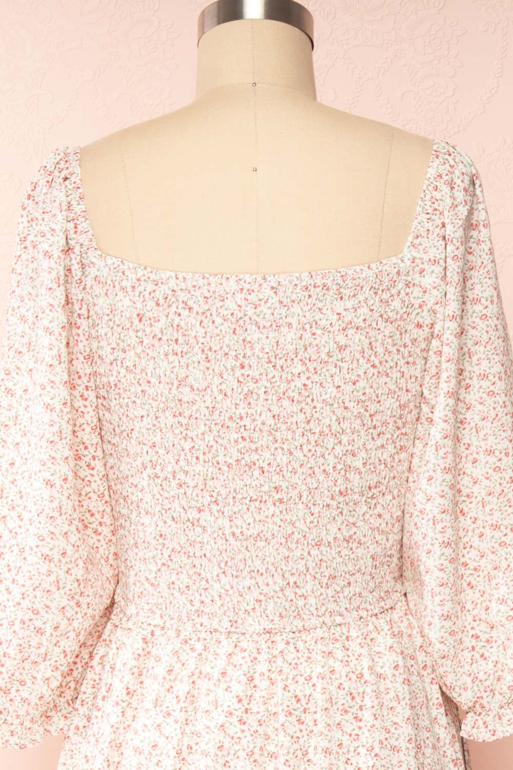 Adaline Square Neck Floral Midi Dress | Boutique 1861 back close up