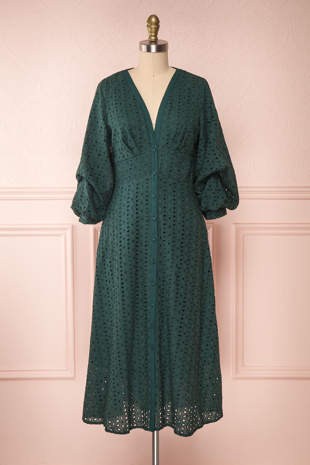 Adalynn Vert Lace Midi A-Line Dress | Robe | Boutique 1861