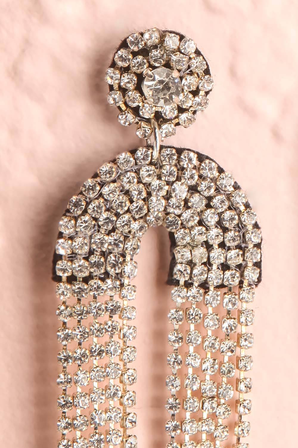 Adeas Silver Statement Crystal Pendant Earrings | Boutique 1861 close-up