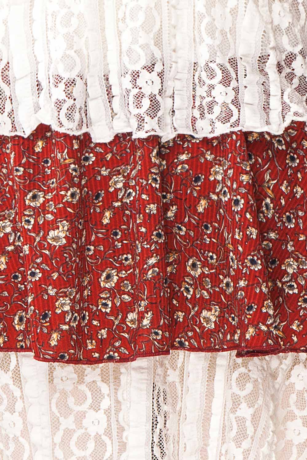 Adeline Burgundy & White Lace Dress | Robe | Boutique 1861 fabric detail