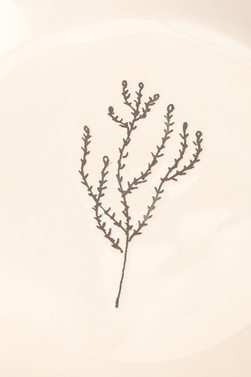 Adhus White Floral Engraved Ceramic Plate | La petite garçonne flat close-up