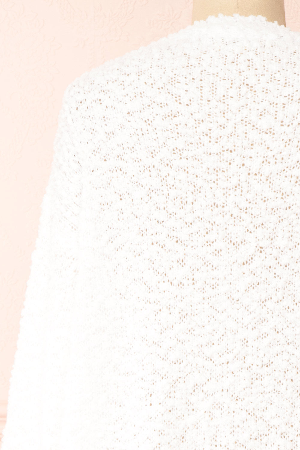 Aegle Ivory Long Fuzzy Knitted Cardigan | Boutique 1861 back close-up