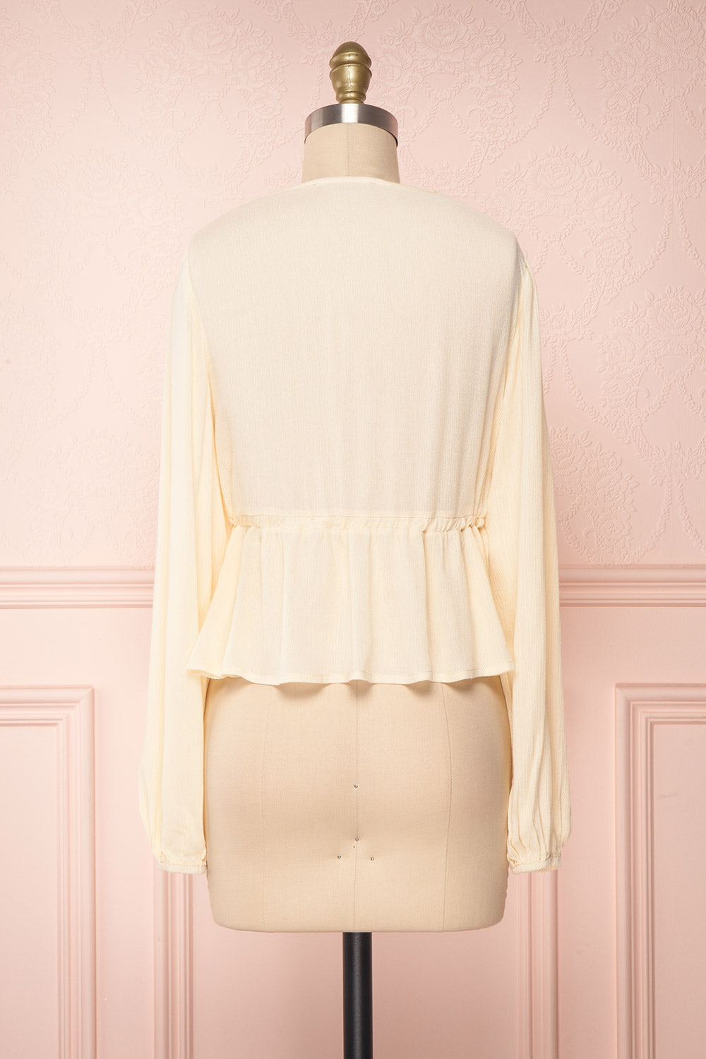 Affoue Cream Long Sleeved Crop Top with Lace | Boutique 1861 5