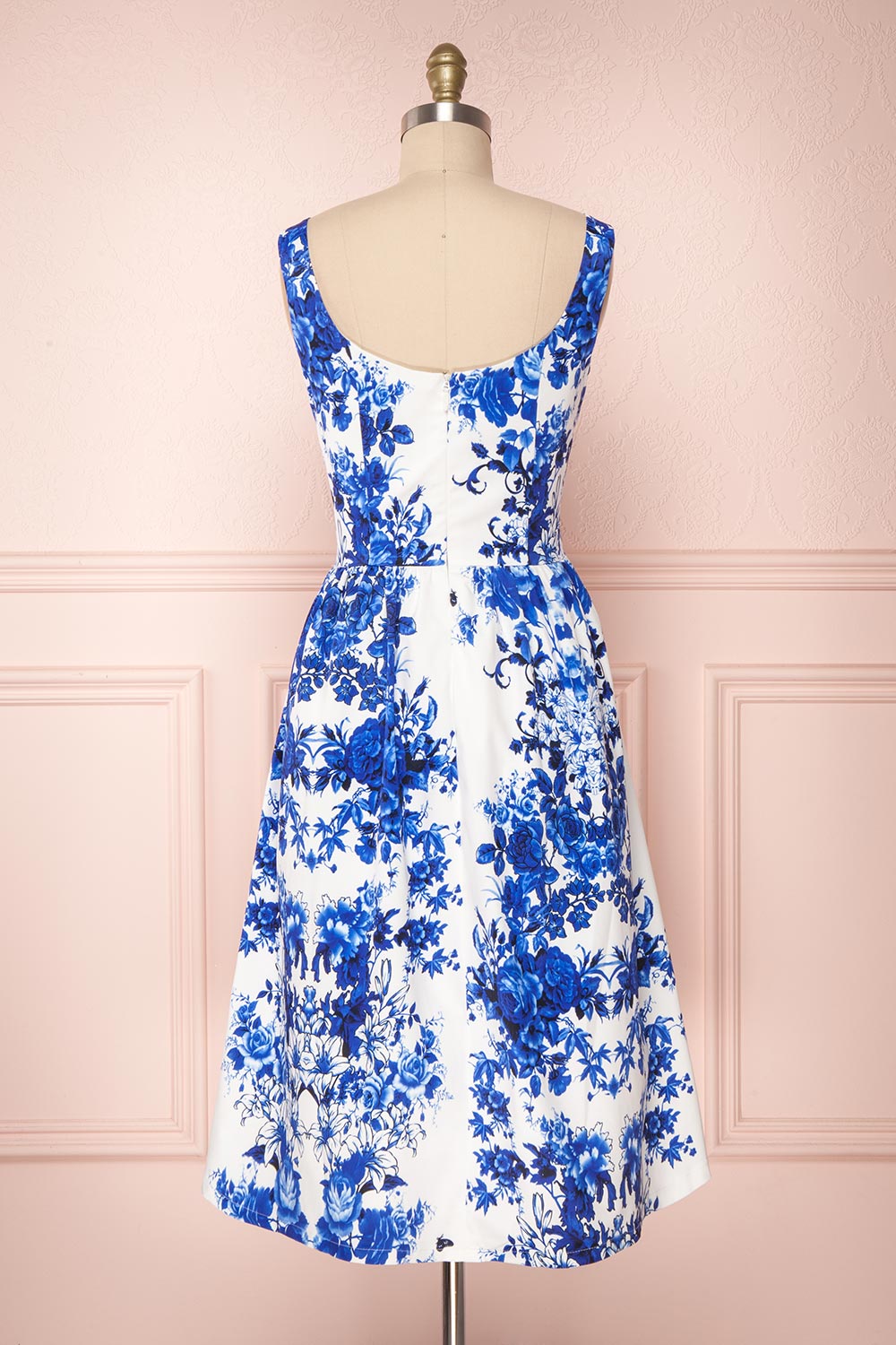 Agalia White & Blue Floral A-Line Cocktail Dress | Boutique 1861 5