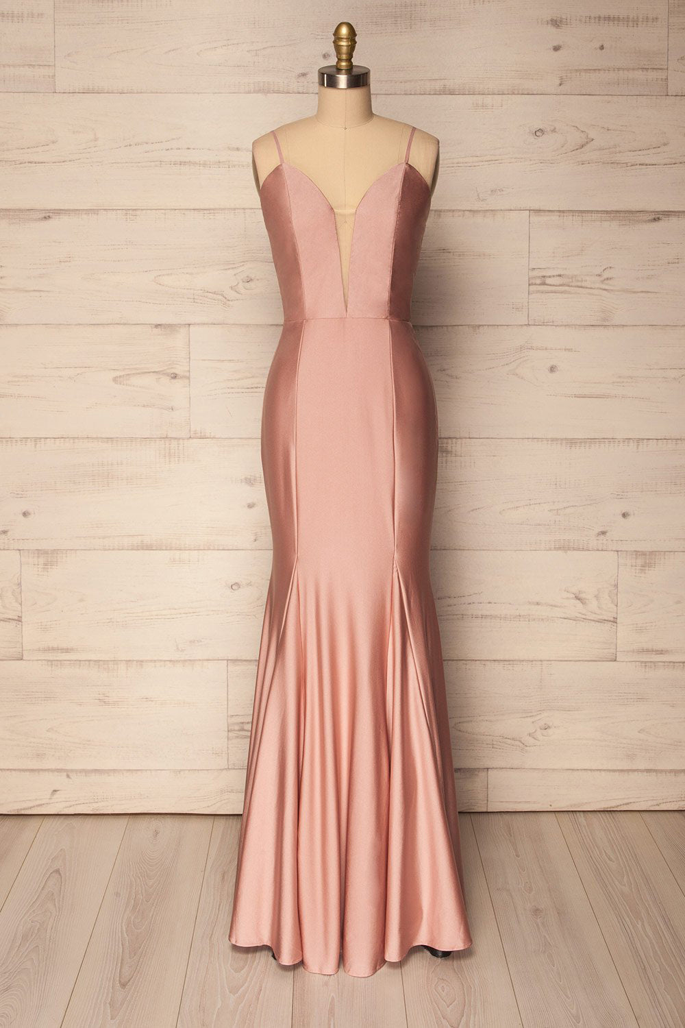 Aiani Quartz Pink Satin Mermaid Gown | La Petite Garçonne