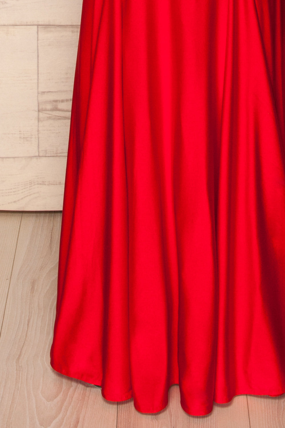 Aiani Ruby Red Satin Mermaid Gown | La Petite Garçonne 7