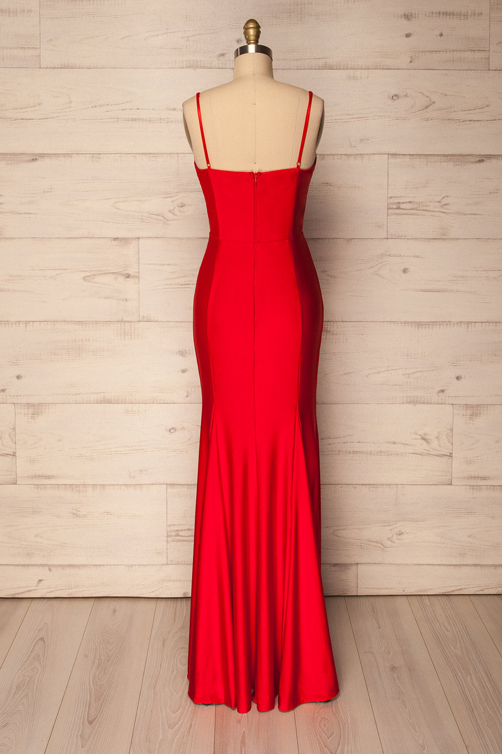 Aiani Ruby Red Satin Mermaid Gown | La Petite Garçonne 5