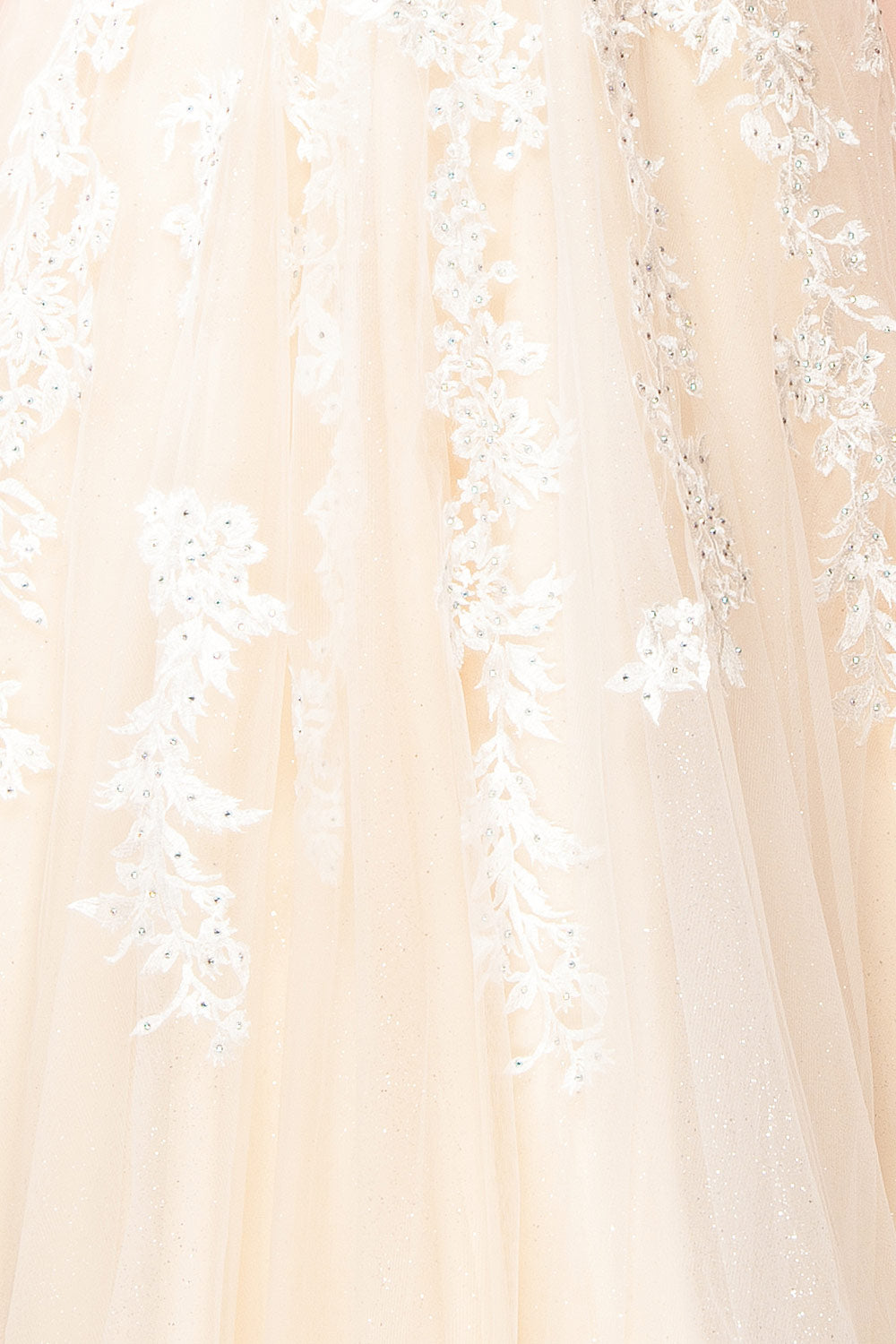 Aicha Beige Embroidered Bridal Gown w/ Sequins | Boudoir 1861 fabric