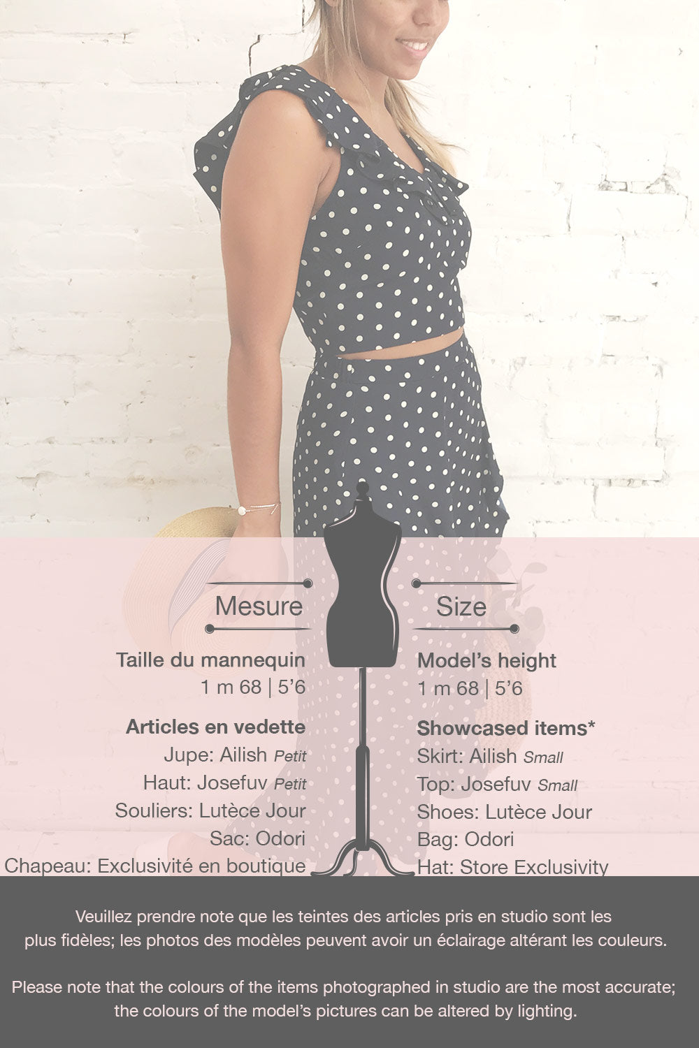 Josefuv Navy Blue & Cream Polkadot Crop Top | Boutique 1861 9