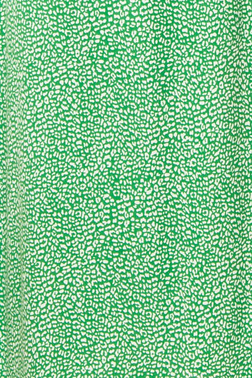 Aisai Patterned Green Midi Dress w/ Slit | Boutique 1861 fabric