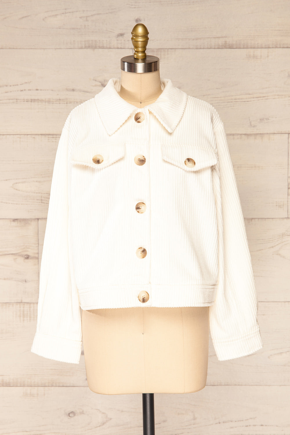 Alani Cream Large Corduroy Jacket | La petite garçonne front view
