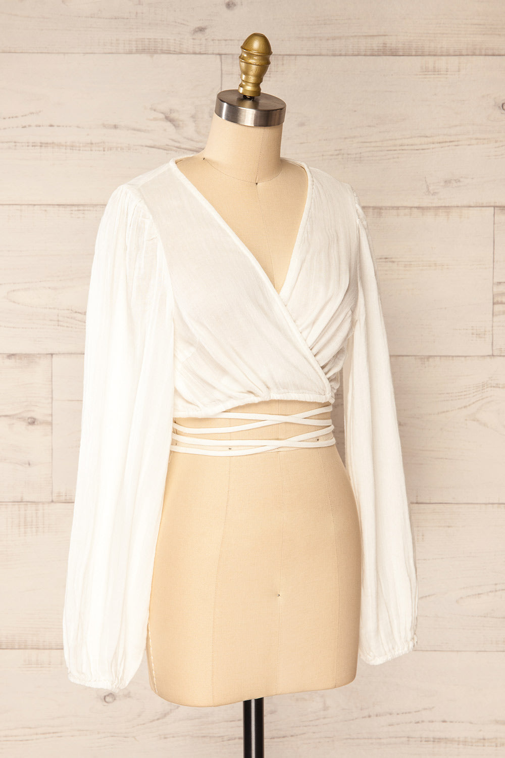 Alarcon Ivory Waist Tie Crop Top | La petite garçonne side view